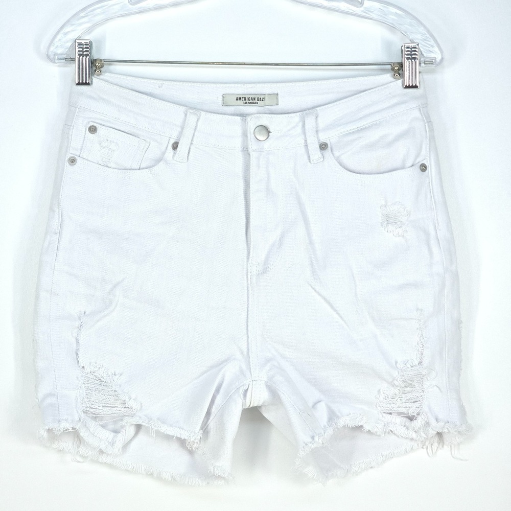 American Bazi Destroyed Denim Shorts Womens 30x4 Raw Hem Trashed Distressed Fray